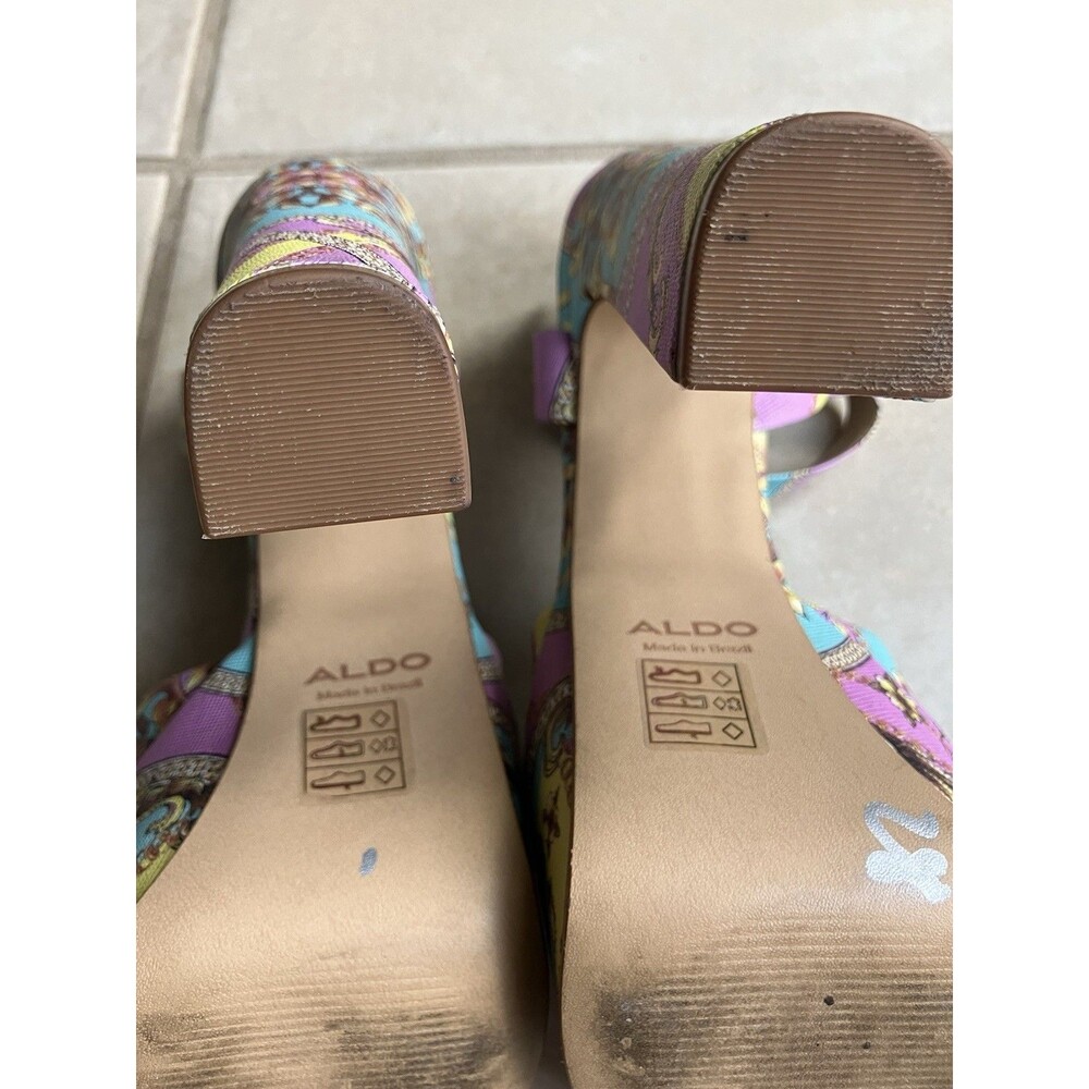 Aldo Platform High Heels Camelia Multicolor Ankle Strap Heels Boho 8.5 RARE - Picture 6 of 6